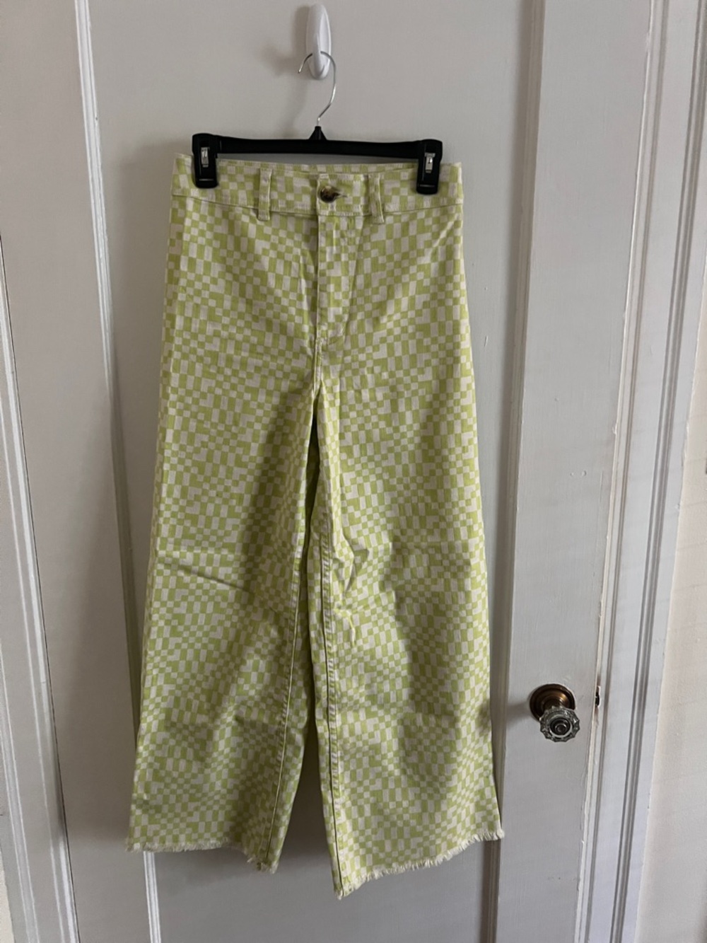 Billabong Lime Green Checker High Waist Wide Leg Pants